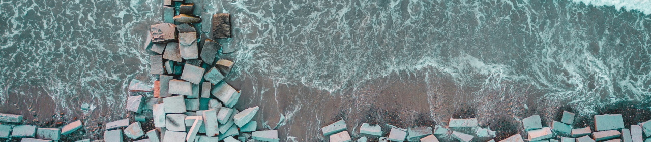 A birds-eye view of coastal protection on a beach