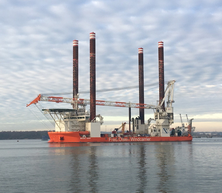 A photo of the Fred. Olsen Windcarrier heavy-lift jack-up vessel