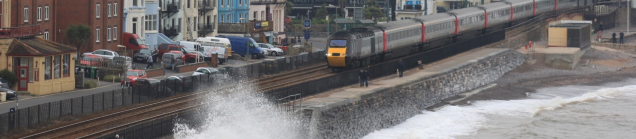 A photo of high tide against a sea wall at Dawlish