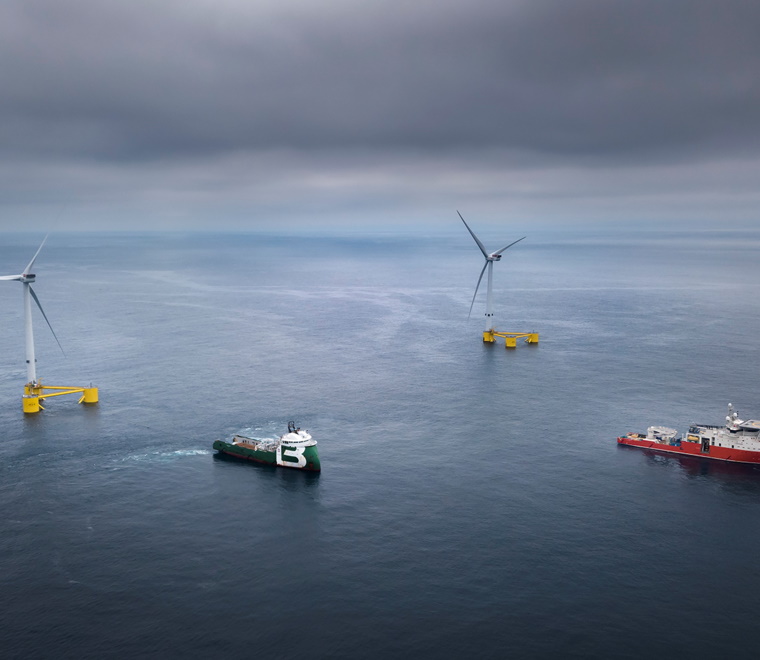 A vessel approaching an offshore wind turbine