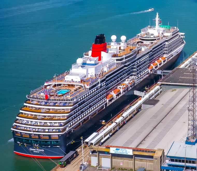 A photo of a cruise ship at the Port of Southampton 